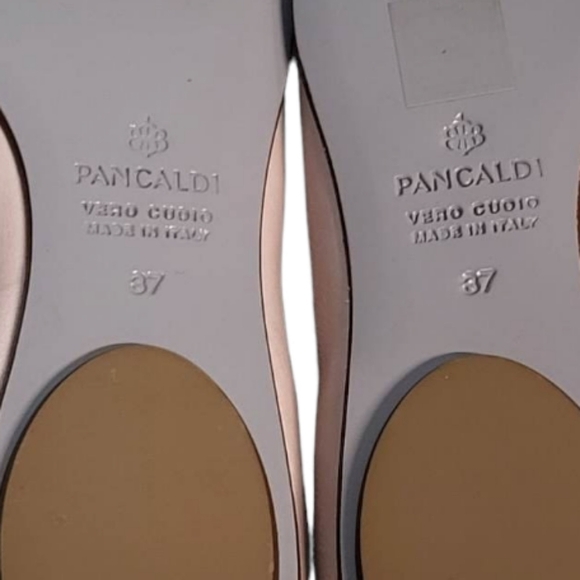 Pancaldi Open Toe Flat Leather  Shoes Sz 37 Italy NEW - Picture 13 of 16